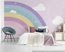 Load image into Gallery viewer, Transform your kid&#39;s bedroom into a cool place with this unique rainbow mural. Crafted with extra-thick paint, this mural will stay strong against static, water, mold, and fire. And with its natural and formaldehyde-free design, it&#39;s not only safe, but eco-friendly too!
