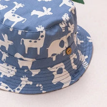 Load image into Gallery viewer, This bucket hat features a charming blue animal pattern that will make your little one stand out in style. Perfect for babies, toddlers, and kids ages 6 months to 6 years.
