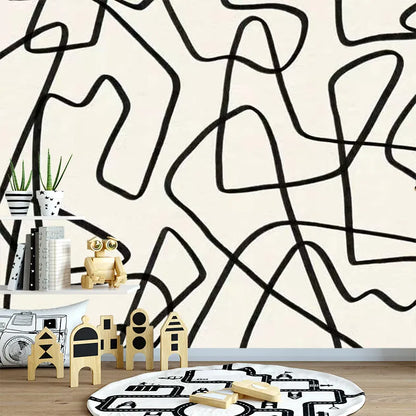 Transform your kid's bedroom into an art museum with this abstract black and beige mural. Crafted with thick, natural paint, this statement-piece mural is fire-, water-, and mold-proof, plus formaldehyde-free - all the while keeping your little ones safe and the planet happy. Installation requires some glue-paste (not included) and a few hours of creative fun. Your kid's room just got extra special!