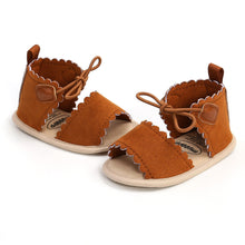 Load image into Gallery viewer, Adorable and stylish, Roma brown Sandals come in a variety of colors to keep your little one looking adorable. Perfect for newborns and toddlers up to 18 months old, these sandals are sure to complete any outfit. Upper Material: PU Leather Outsole Material: Cotton Heel Type: Flat
