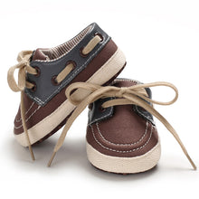 Load image into Gallery viewer, Your little one will look stylish and adorable in these Baby Two-Tone Loafers! Available in multiple colors, these loafers are perfect for your newborn to 18 month old, keeping them comfortable and always looking fashionable! Upper Material: PU Outsole Material: Cotton Closure Type: Lace-up
