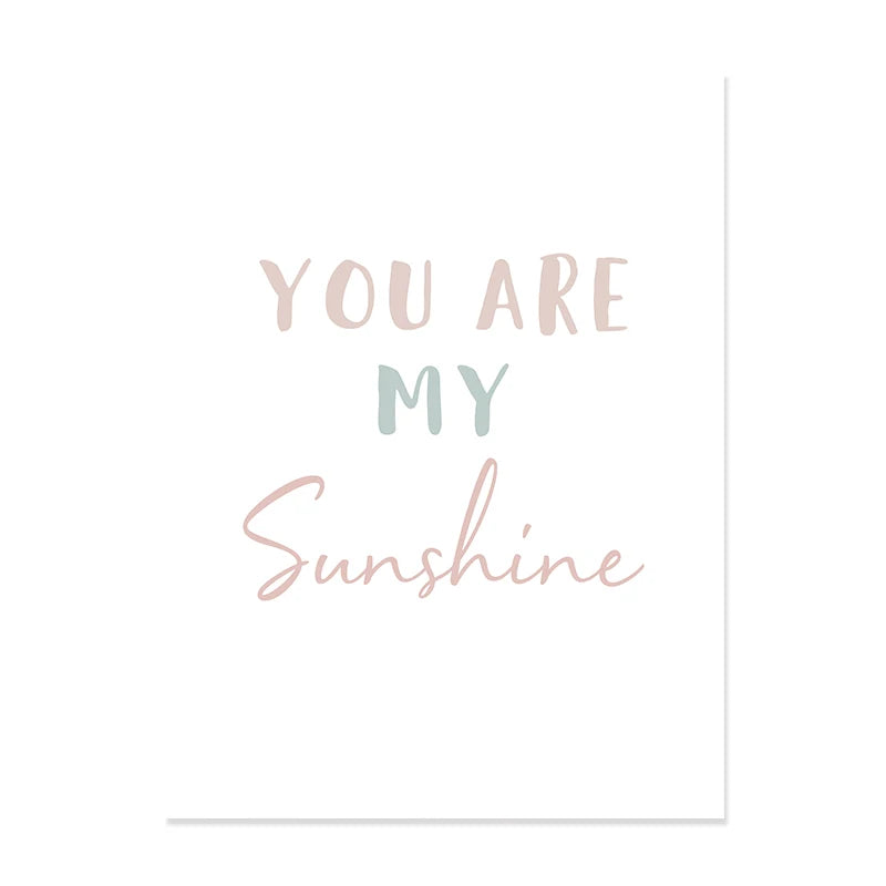 You are my sunshine art on canvas. Bring a pop of color to your child's bedroom or playroom with our Pastel Rainbow Art on Canvas. Available in various sizes and featuring waterproof ink, this canvas is sure to add a touch of magic to any space. Frame not included. 