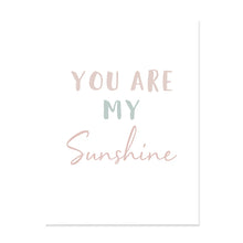 Load image into Gallery viewer, You are my sunshine art on canvas. Bring a pop of color to your child&#39;s bedroom or playroom with our Pastel Rainbow Art on Canvas. Available in various sizes and featuring waterproof ink, this canvas is sure to add a touch of magic to any space. Frame not included. 
