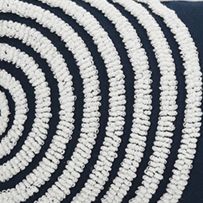 This navy blue semi circles pillow cover provides a soft, stylish look for your nursery or children's bedroom. Its luxurious fabric and unique embroidered pattern will add a touch of sophistication and elegance to any room. Choose from yellow or beige colors and square or rectangular shapes to create a truly unique custom look for your kid's bedroom.