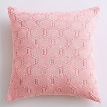 Load image into Gallery viewer, Decorate your children&#39;s bedroom with this stylish honeycomb patterned pillow cover in yellow, pink, teal, grey, cream or blue! It is crafted to be soft and comfortable while being stylish enough to be a great addition to the room.   Size: 17.71. x 17.71 inches (45cm x 45cm) Material: Cotton  Technics: Woven Open: Zipper Pillow insert NOT included
