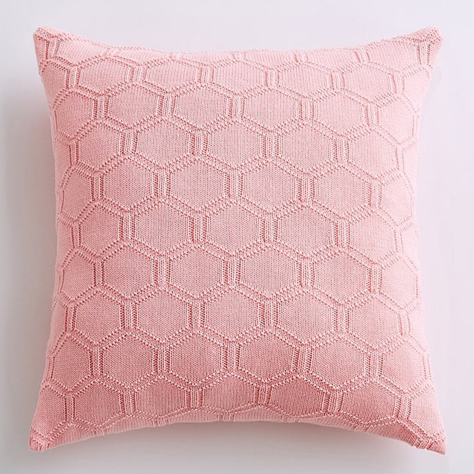 Decorate your children's bedroom with this stylish honeycomb patterned pillow cover in yellow, pink, teal, grey, cream or blue! It is crafted to be soft and comfortable while being stylish enough to be a great addition to the room.   Size: 17.71. x 17.71 inches (45cm x 45cm) Material: Cotton  Technics: Woven Open: Zipper Pillow insert NOT included