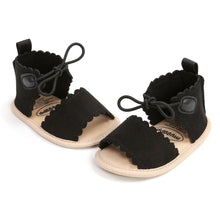 Load image into Gallery viewer, Adorable and stylish, Roma black Sandals come in a variety of colors to keep your little one looking adorable. Perfect for newborns and toddlers up to 18 months old, these sandals are sure to complete any outfit. Upper Material: PU Leather Outsole Material: Cotton Heel Type: Flat
