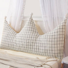 Load image into Gallery viewer, Chic meets comfort with this plush Plaid Headboard Pillow! Perfect for any princess, this delightfully long pillow provides cushioning and style with pearl cotton fillers, and its removable and washable cover comes in black or white. Treat your little one to plush luxury today.   Sizes: 23.62 x 17.71 inches (60cm x 45cm) 35.43 x 27.55 inches (90cm x 70cm) 47.24 x 27.55 inches (120cm x 70cm) 59.05 x 27.55 inches (150cm x 70cm) 70.86 x 29.52 inches (180cm x 75cm)
