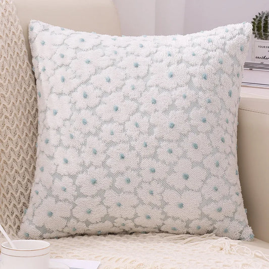 Enhance the appearance of your child's bedroom or playroom with a vibrant and unique touch by adding this Light Blue Soft Flower Pillowcase. Made from a plush material, these decorative pillow covers offer both comfort and style for a luxurious and cozy experience. Add this exclusive accent piece to elevate the overall aesthetic.