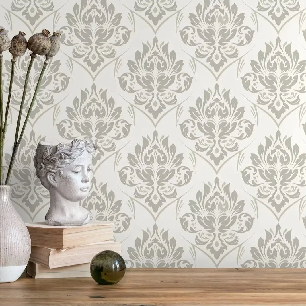 Looking for a durable and fun wallpaper for your children's bedroom or playroom? Look no further than our Beige Damask design! Not only is it waterproof and moisture-proof, but it also helps absorb sound and prevent mold. A functional and stylish addition to any space!