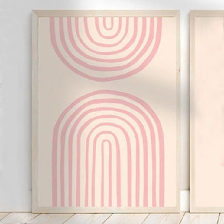 Elevate your kid or teen's room with our variety of Abstract Beige and Pink Art on Canvas, available in various styles and dimensions.