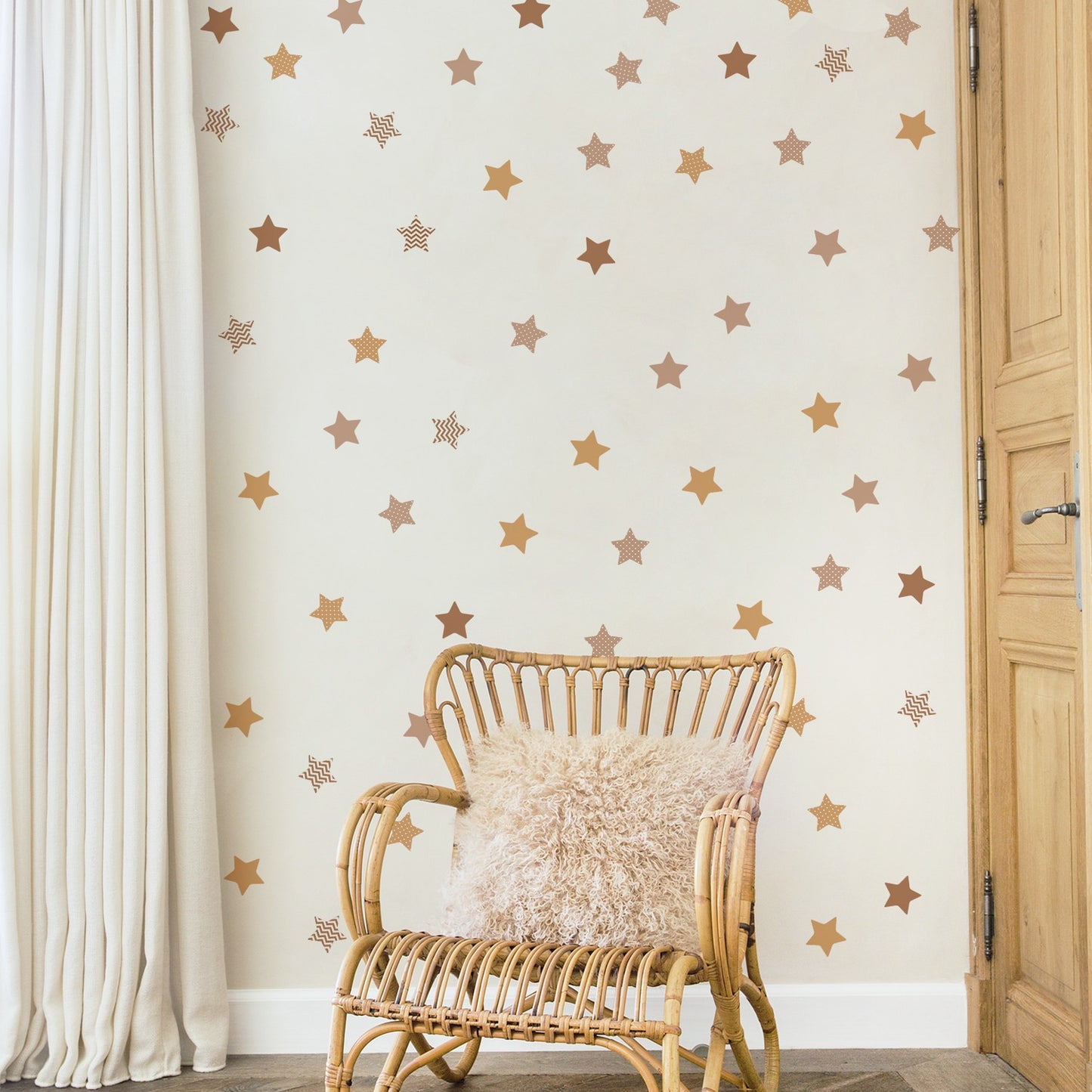 Add a touch of whimsy to any kid's room with this beautiful little stars wall decal! Made with eco-friendly PVC for a waterproof finish, these classic stars come in a variety of colors and are easy to apply - no tools needed! Just peel and stick for a bright and beautiful wall upgrade that will have your little ones amazed! Star size: 2.52 inches x 2.4 inches ( 6.4cm x 6.1cm). 6 stars on one Sheet. This package comes with 6 sheets. Total 36 stars. 