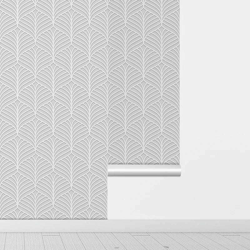 Grey Striped Leaves Self-Adhesive Wallpaper