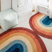 Load image into Gallery viewer, Make your kid&#39;s room smile with this awesome Retro Rainbow Rug! Bring some playful colors and comfort with its plush polyester and stand out from the crowd with this groovy throwback style. The perfect addition to any bedroom or nursery!  Sizes:   15.74 x 23.62 inches (40cm x 60cm)  23.62 x 35.43 inches (60cm x 90cm)  39.37 x 47.42 inches (100cm x 120cm)  39.37 x 62.99 inches (100cm x 160cm)
