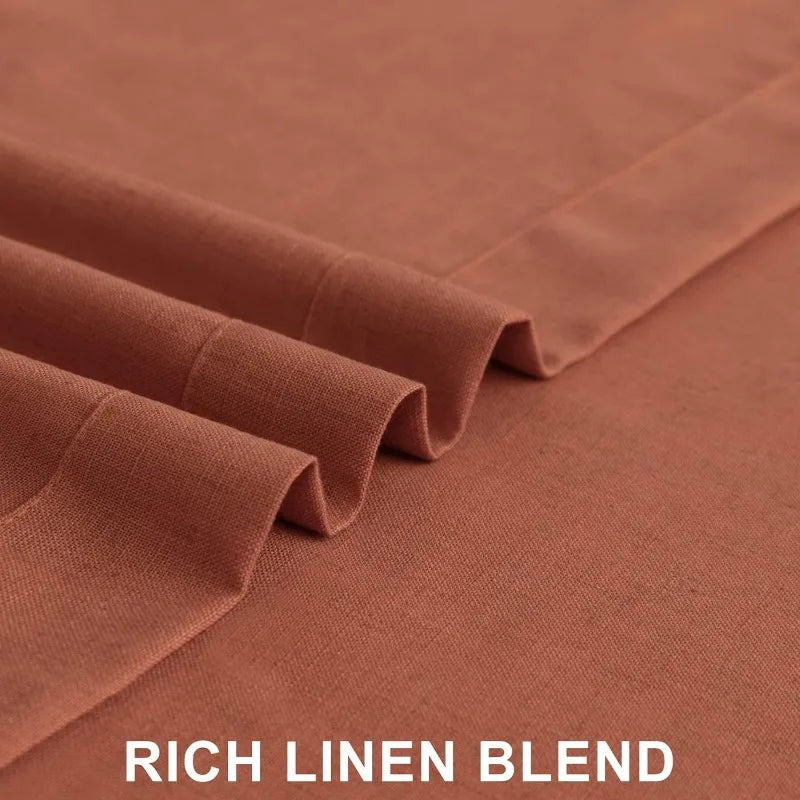 Terra-cotta Sheer Linen Blend Curtain Set