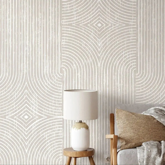 This neutral geometric wallpaper is perfect for spicing up your kid's or teen's bedroom or playroom.