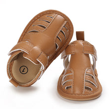 Load image into Gallery viewer, Give your baby&#39;s feet the royal treatment with brown baby sandals! Soft and flexible, these beautiful sandals come in an array of colors to suit any style. Offering baby-perfect fit and comfort, they provide extra stability and support their growing feet. Treat your baby to a touch of luxury with Milan Baby Sandals!  Upper Material: Cotton  Outsole Material: Rubber Heel Type: Flat 
