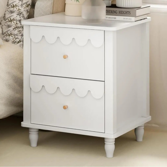 White Scalloped Nightstand