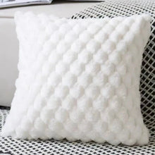 Load image into Gallery viewer, Looking for a playful touch to add to your kid&#39;s bedroom? Look no further than our White Plush Pillow Cover! Made with a blend of polyester and cotton, this handmade woven cover is the perfect addition to any room. Pillow Inserts not included.

