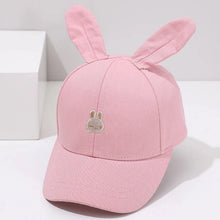 Load image into Gallery viewer, Introducing the adorable Bunny Ears Baseball Hat, available in pink, black, white, and khaki for children newborn to 3 years old! Perfect for adding a touch of cuteness to any outfit.
