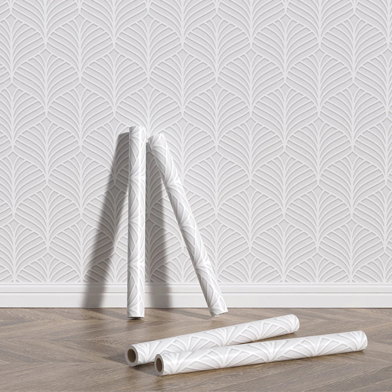 Grey Striped Leaves Self-Adhesive Wallpaper