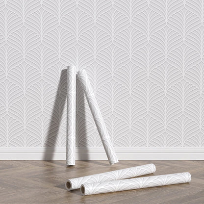 Grey Striped Leaves Self-Adhesive Wallpaper