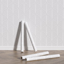 Load image into Gallery viewer, Grey Striped Leaves Self-Adhesive Wallpaper

