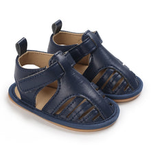 Load image into Gallery viewer, Give your baby&#39;s feet the royal treatment with blue baby sandals! Soft and flexible, these beautiful sandals come in an array of colors to suit any style. Offering baby-perfect fit and comfort, they provide extra stability and support their growing feet. Treat your baby to a touch of luxury with Milan Baby Sandals!  Upper Material: Cotton  Outsole Material: Rubber Heel Type: Flat 
