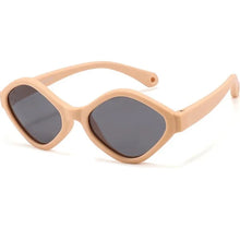 Load image into Gallery viewer, The perfect pair of sunglasses for the little ones in your life - these polarized UV400 sun glasses are flexible, anti-reflective, and come in multiple colors including a vibrant pink. Designed in a retro diamond shape, your child will be stylish and protected from the sun&#39;s harmful rays.
