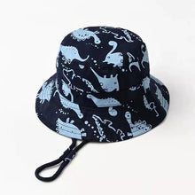 Load image into Gallery viewer, This vibrant cotton dinosaur bucket hat is perfect for your little one, from baby to 8 years old. It&#39;s a must-have for any child&#39;s wardrobe!
