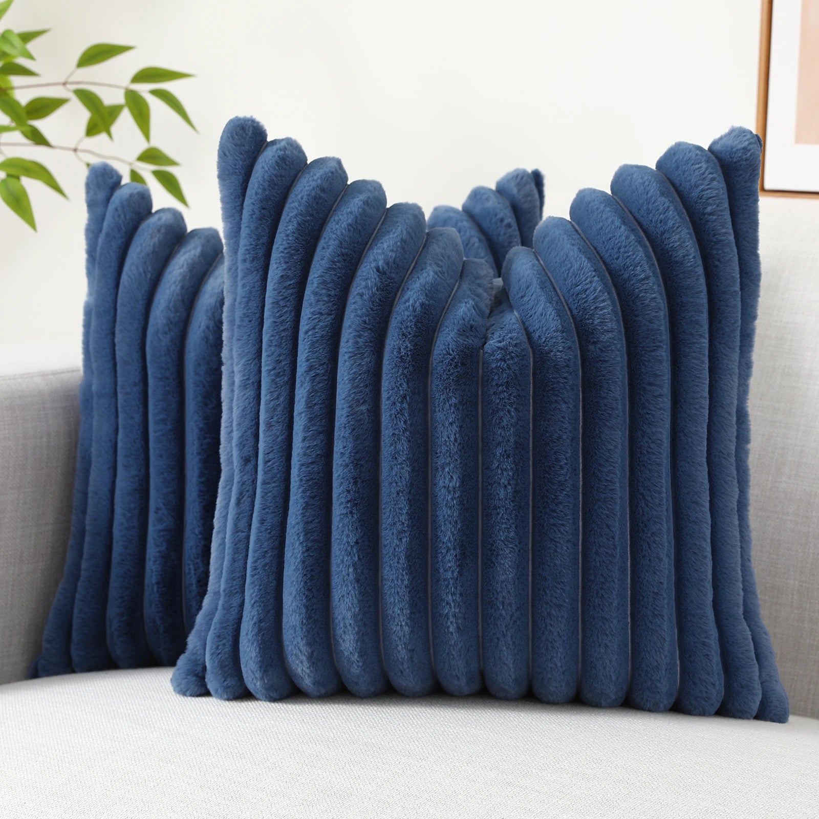 Get your kids' bedroom or playroom looking fresh and funky with this blue faux fur pillow cover. These decorative throw pillow covers are crafted from plush fabric on both sides, ensuring a luxuriously cozy and cuddly feel. Say hello to comfort and style with this one-of-a-kind accent piece.