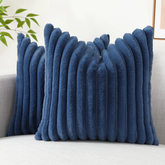 Get your kids' bedroom or playroom looking fresh and funky with this blue faux fur pillow cover. These decorative throw pillow covers are crafted from plush fabric on both sides, ensuring a luxuriously cozy and cuddly feel. Say hello to comfort and style with this one-of-a-kind accent piece.