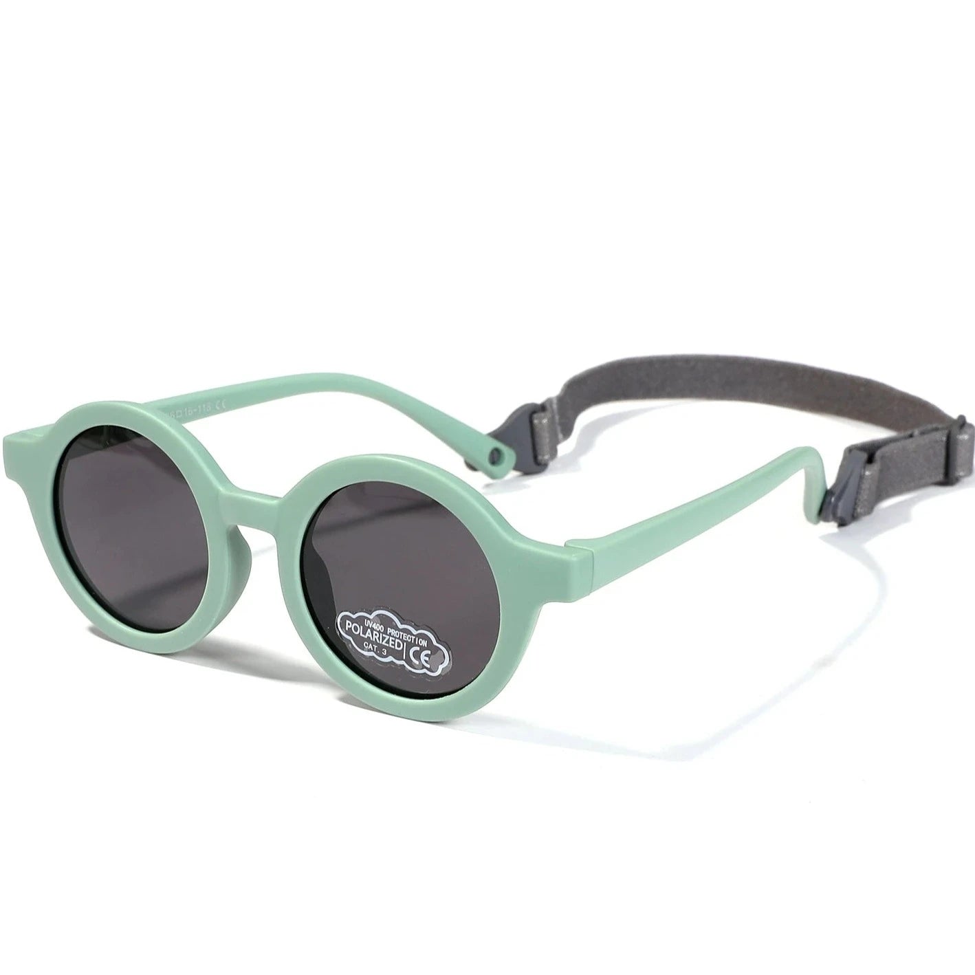 Indulge your little one's eyes with the ultimate protection and style of these polarized baby and toddler sunglasses! Perfect for ages 0-36 months, these round shades come with a flexible strap for added security and comfort. Whether your child is a newborn or an energetic toddler, these sunglasses are sure to keep their eyes safe and stylish!