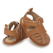 Load image into Gallery viewer, Give your baby&#39;s feet the royal treatment with brown baby sandals! Soft and flexible, these beautiful sandals come in an array of colors to suit any style. Offering baby-perfect fit and comfort, they provide extra stability and support their growing feet. Treat your baby to a touch of luxury with Milan Baby Sandals!  Upper Material: Cotton  Outsole Material: Rubber Heel Type: Flat 
