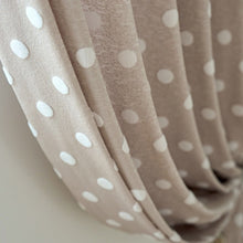 Load image into Gallery viewer, Sweet Polka dot woven curtain panel. Choose between a Grommet, Pull pleated or hook hanging application. Number of panels: 1 panel. Material: Cotton and Polyester. Pattern: Yarn Dyed. Technics: Woven.    
