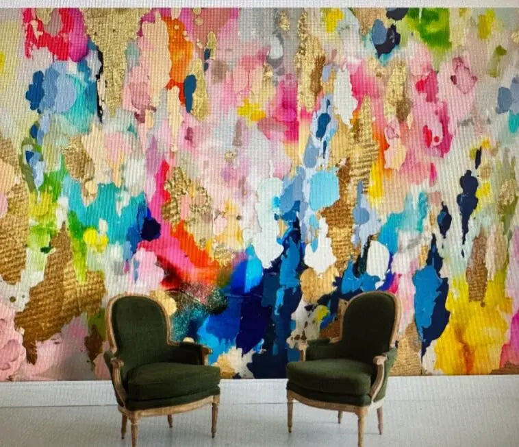 Decorate your kid's bedroom in style with this beautiful abstract oil painting mural. Each square meter is intricately crafted with extra thick paint that won't suffer from static, water, mould, or fire damage. Its natural and formaldehyde-free design is not only safe but also environmentally friendly. Requires wallpaper glue-paste for installation (not included). Make your kid's room unique and inspiring.