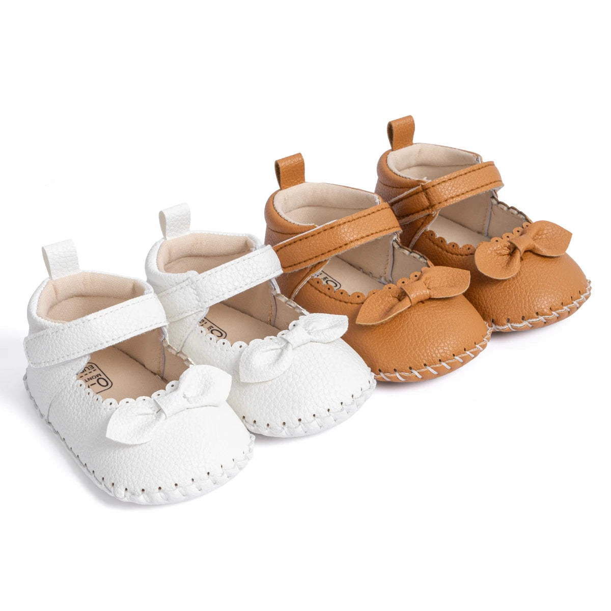 Designed with both style and comfort in mind, these Little Bow-Tie baby shoes are available in a variety of colors and sizes for newborns up to 18 months old. Each pair is meticulously crafted to provide a snug and secure fit for your little princess. Whether you're dressing them up for a special occasion or keeping them comfy for everyday wear, these shoes are the perfect choice for your little one.