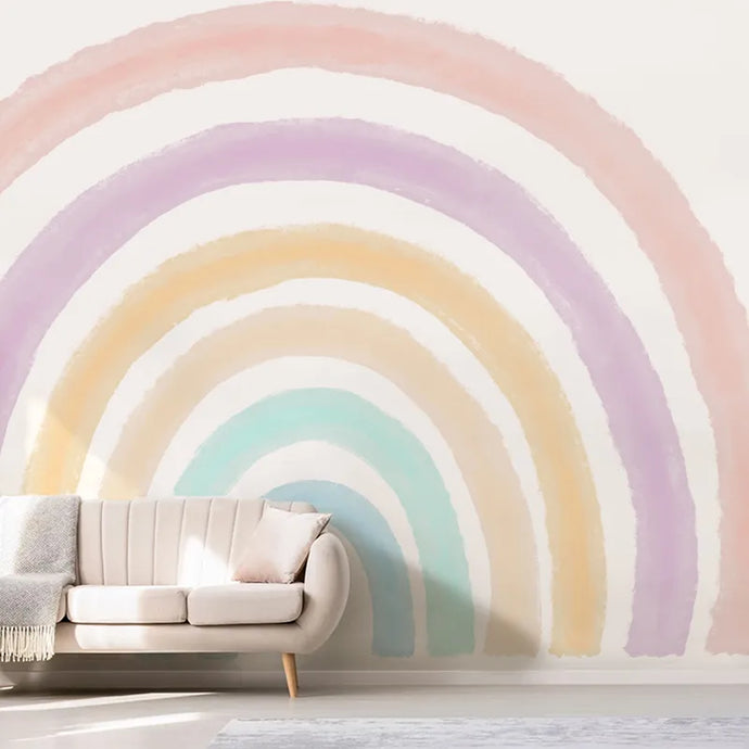 Let your kids' imaginations soar with this whimsical, watercolor-style rainbow wall decal! Made of lightweight, durable PVC that's easy to clean and won't fade or curl over time, it's sure to be the perfect touch for any bedroom or playroom. Add a splash of color and fun to your wall! This wall decal comes in multiple sizes.