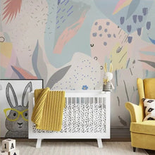Load image into Gallery viewer, Brighten up your kid&#39;s bedroom with this eye-catching abstract floral mural! Not only is it stylish, but this extra thick paint won&#39;t buckle when faced with static, water, mold, or fire damage. Plus, its formaldehyde-free design is both safe and eco-friendly! Create a room that&#39;s as unique and inspiring as your little one with this fun mural wallpaper. Glue not included, but some types are self-adhesive! Make your kid&#39;s space blossom!
