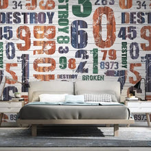 Load image into Gallery viewer, Decorate your teen&#39;s bedroom in style with this beautiful graffiti alphabet mural. Each square meter is intricately crafted with extra thick paint that won&#39;t suffer from static, water, mold, or fire damage. Its natural and formaldehyde-free design is not only safe but also environmentally friendly. Requires wallpaper glue-paste for installation (not included). Make your kid&#39;s room unique and inspiring. 
