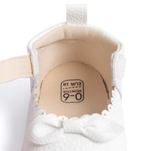 Load image into Gallery viewer, Designed with both style and comfort in mind, these Little Bow-Tie baby shoes are available in a variety of colors and sizes for newborns up to 18 months old. Each pair is meticulously crafted to provide a snug and secure fit for your little princess. Whether you&#39;re dressing them up for a special occasion or keeping them comfy for everyday wear, these shoes are the perfect choice for your little one.
