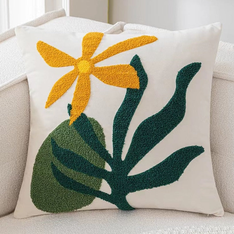 Decorate your children's bedroom with the cheer of a yellow lotus! This stylish embroidered pillow cover is soft, comfy, and sure to add a touch of fun to any room. Make your kids smile with the perfect accent for their bedroom today!  Size: 17.71. x 17.71 inches (45 x 45cm) Material: Cotton and Polyester Technics: Woven Open: Zipper Method: Cold water washed by hand Pillow insert (Filling) not included Package included: 1 pillow case