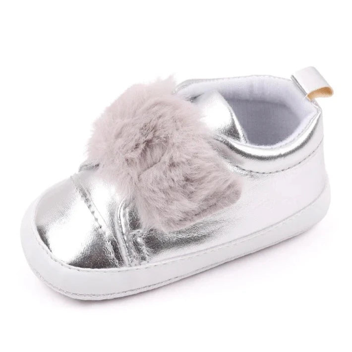 Discover the most adorable infant silver footwear available for newborns up to 18 months! Our selection boasts rose gold, glossy black, and shimmering silver options. These non-slip, cozy shoes feature soft soles perfect for everyday wear.