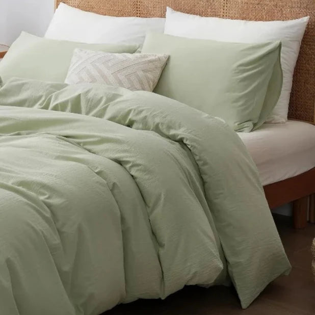 Experience ultimate comfort and style with the Sage Queen Size Cotton Duvet Cover Set. Designed for kids, this set is made with breathable and moisture-absorbing cotton. Treat yourself to a special process that makes the cloth even softer and more comfortable.