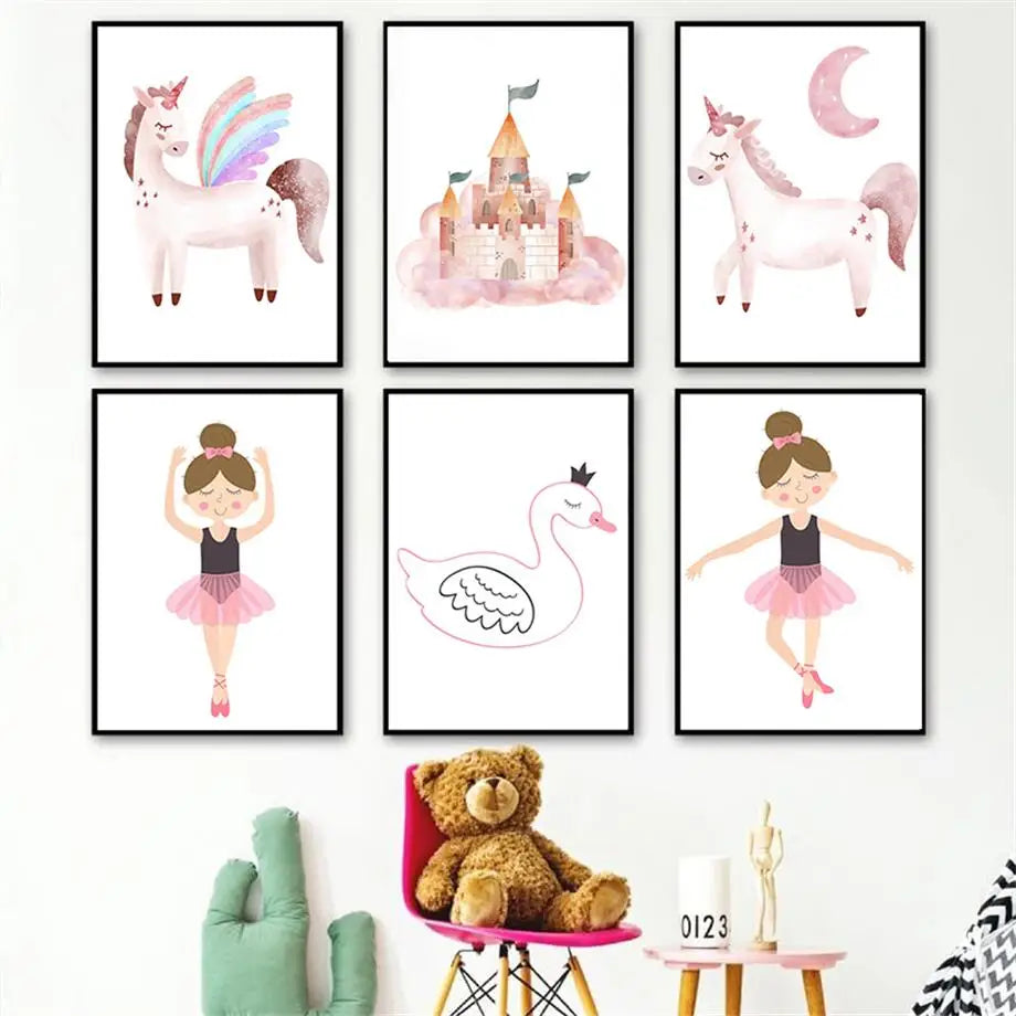 Get lost in the beauty of fairytale art works on canvas. Transport yourself to another time and place with the timeless charm and elegance of these pink princess and unicorn works of art. Each piece is carefully crafted to capture every detail and evoke strong emotions.