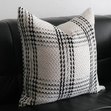 Load image into Gallery viewer, Looking for a little something to spruce up your kid&#39;s bedroom? Look no further than this white plaid pillow cover - handcrafted and woven to perfection! Made with a cozy blend of polyester and cotton. Pillow inserts not included.Sizes 17.75 x 17.75 inches (45 x 45cm). 11.81 x 19.68 inches (30 x 50cm). 19.68 x 19.68 inches (50 x 50cm) .
