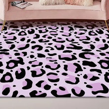Load image into Gallery viewer, Dress your kid&#39;s bedroom floor with this cool purple leopard rug! With its bold black and white pattern, you&#39;ll be able to jazz up your space with ease. Plus, it&#39;s made of polyester and is easy to clean, so you can keep it looking stylish for years to come. Get it now and bring some rug fashion into your teen&#39;s bedroom!
