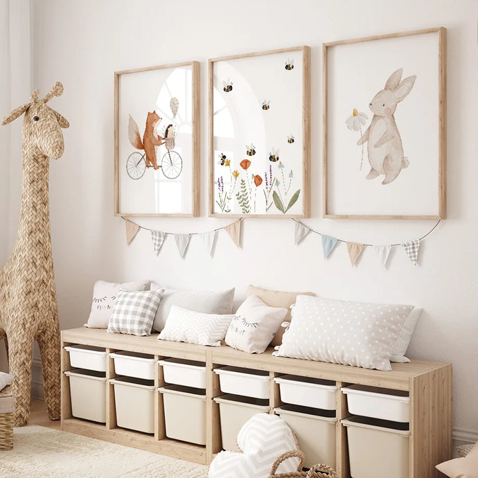 Looking to spruce up your kiddo's bedroom or playroom? Check out our cute forest animal art on canvas - available in multiple sizes (frames not included)! Add some whimsy to your little one's space with our adorable forest friends art on canvas - a must-have for any animal lover! Choose from a variety of sizes (frames sold separately).
