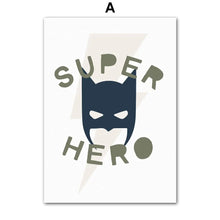 Load image into Gallery viewer, Get your kids&#39; spaces superhero-ready with these amazing canvas art prints! Transform your kids&#39; room into a superhero haven with these super cool prints. (Capes and tights not included, but your little ones will feel like they have superpowers with these hanging on their walls!)
