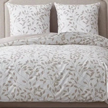 Load image into Gallery viewer, Transform your kid&#39;s or teen&#39;s bedroom with this stunning white and taupe leaves bedding set. Made from luxurious cotton, it is the perfect addition to any bedroom.
